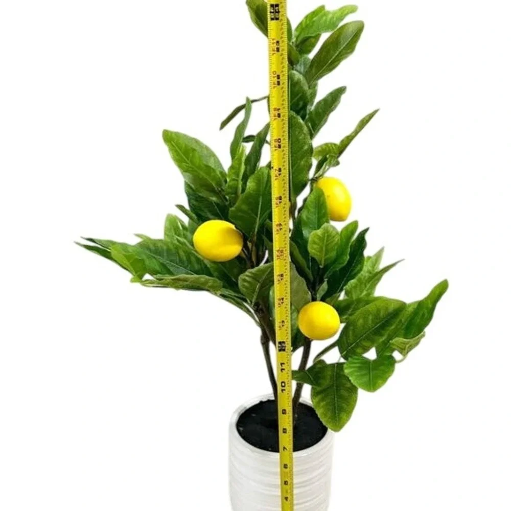 Artificial‎ Lemon Tree in White Ribbed Ceramic Pot 18 Inch Faux Fruit Plant